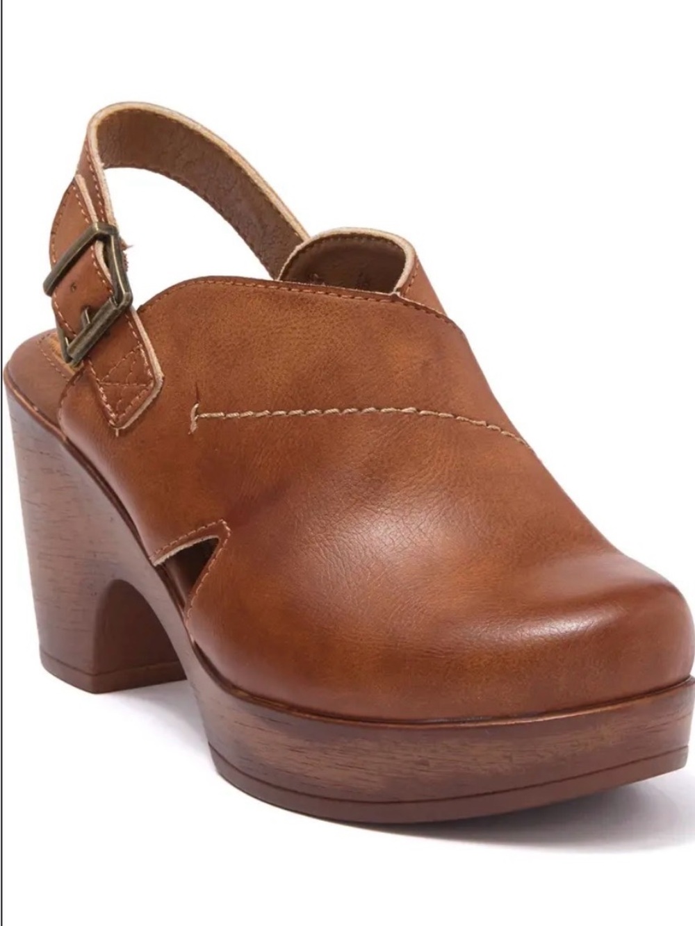 boc Leather Slingback Clog in Cognac Brown